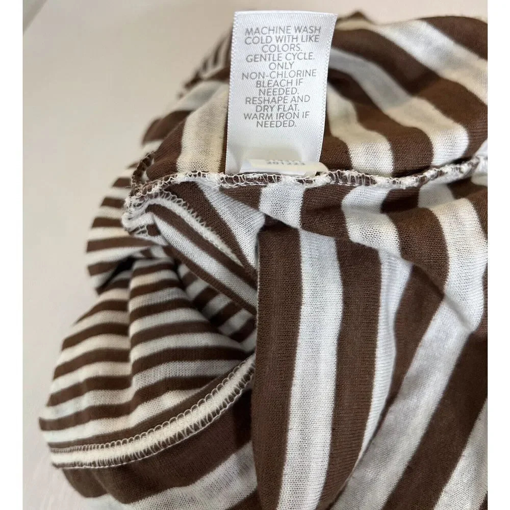 J Jill Womens Tunic Shirt Top Size XSMALL Brown White Mixed Stripe 3/4 Sleeve - Picture 9 of 9